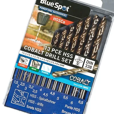 £10.89 • Buy 5% Cobalt HSS Drill Bit Set. 13 Metric Cobalt Bits In Sizes 1.5mm To 6.5mm