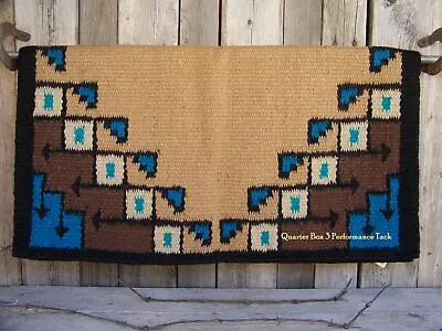 The New Pueblo Show Blanket - 38x34 (Tan/Black/Turquoise/Sand/Teal) By Mayatex • $89.50