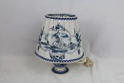 Vintage Delft Petite Mini Table Lamp With Windmill Design And Matching Shade • $45