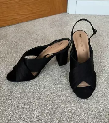 M & S Insolia Black Slip On Sandals Size 8 • £10