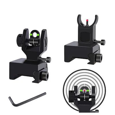 Fiber Optics Front & Rear Flip Up Iron Sights With Visible Red/Green Dot Sight • $20.99