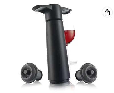$49 • Buy Vacu Vin Wine Saver Pump With Vacuum Bottle Stoppers (Black)