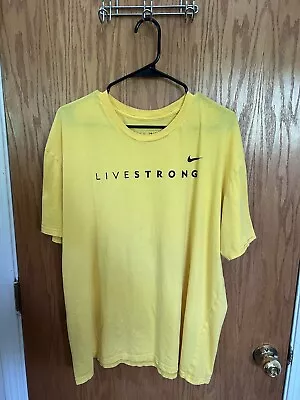 Nike Livestrong Shirt Men’s 2XL Yellow Solid Crew Neck Stretch Tee Swoosh Logo • $14.99