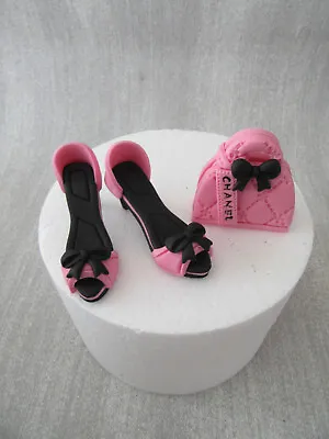 Edible Handmade Mini Shoes Bag Cake Topper  Fondant Cupcake Decoration (Pink) • £16.99