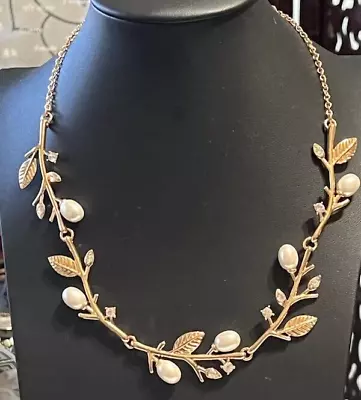 NWOT J Crew Necklace Rhinestone Faux Pearl Gold Tone 16-18  • $22