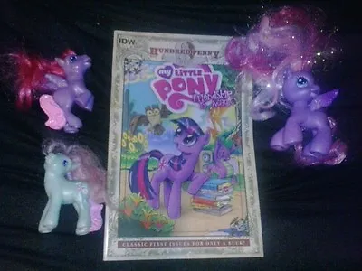 My Little Pony LOT OF 3 Ponies & Comic Book Wow Cool Brony Bronies Collectible! • $15.62