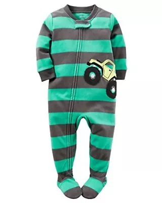 Carter's Boy's Monster 4 Wheel Truck Fleece Footed Pajama Sleeper Size 4 • $19.99