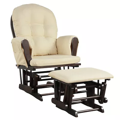 Baby Nursery Relax Rocker Rocking Chair Glider & Ottoman Set W/ Cushion Beige • $319.99