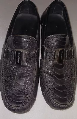 Salvatore Ferragamo Black Leather Shoe Size 11 D Rubber Sole • $110