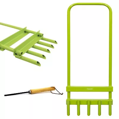 Hollow Tine 5 Spike Hand Lawn Grass Soil Aerator Outdoor Garden & Cleaning Tool • £12.85