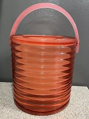 Vintage Sally Designs Lucite Ribbed Rare Peach Color Ice Bucket Patio Pool EUC • $28