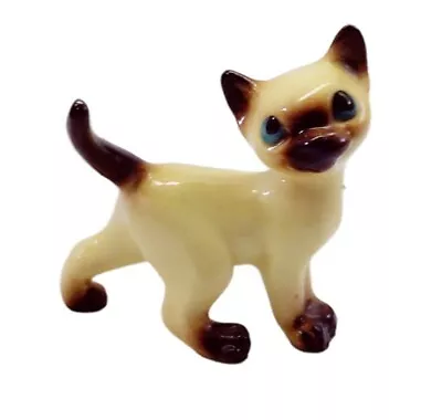 VTG Hagen Renaker Siamese Tom Cat Glazed Ceramic Figurine Blue Eyes • $36.97