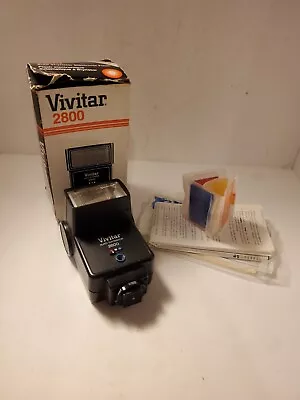 Vivitar 2800 Shoe Mount Flash In Original Box + Filters And Manual Works • $10