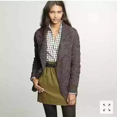 J. Crew Sz Medium Brown Cable Knit Wool Blend Open Front Draped Cardigan Sweater • $39.97