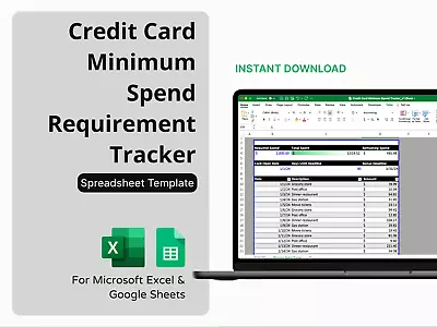 Credit Card Minimum Spend Requirement Tracker - Credit Card Points & Miles Track • $4.96