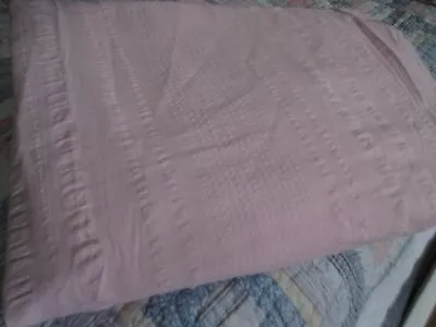 Vintage Bates Pink Cotton Seersucker Bedspread 73 X 102 • $64
