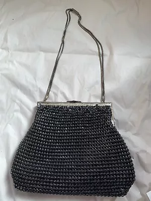 Vintage 1960 1970's OROTON Black Enamel Aluminium Mesh Bag W Chain Handbag • $61.95