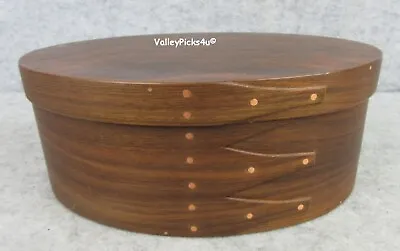 Artist SIGNED Handcrafted 2008 Vintage Shaker Style Wood Oval Lidded Storage Box • $115