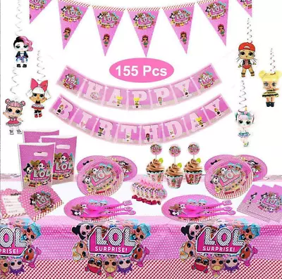 LOL Suprise Girl Birthday Party Supplies Banner Flags Table Cover Decorations • £40.99