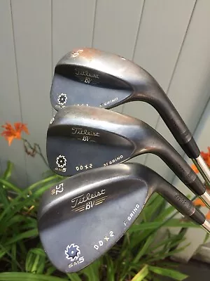 Custom Titleist Vokey Wedge Set 52 F 56 M 60 K Grind SM5 Raw Black S300 • $179.10