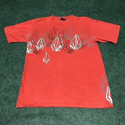 Vintage Y2K Volcom Wraparound AOP Skate T-Shirt Men’s Size M Red Goth Punk • $14.99