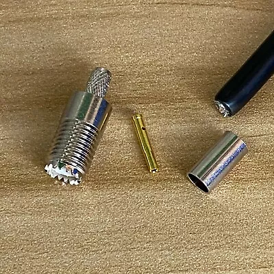 Mini UHF Female Connector Crimp For LMR195 RG58 RG142 RG400 Coaxial Cable 50ohms • $3