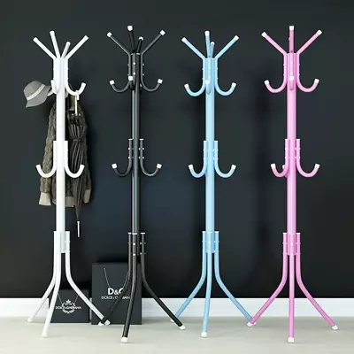 14 Hooks Coat Stand Coat Hat Jacket Umbrella Floor Standing Rack Clothes Hanger • £10.99