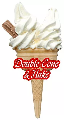 Ice Cream Cone Double With Flake Large Sticker Graphic Decal Cut • £3.84