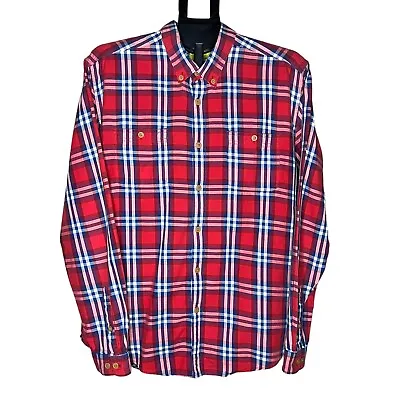 BARBOUR Steve McQueen Britt Check Shirt Men’s Large Red Plaid L/S Button Up • $39.99