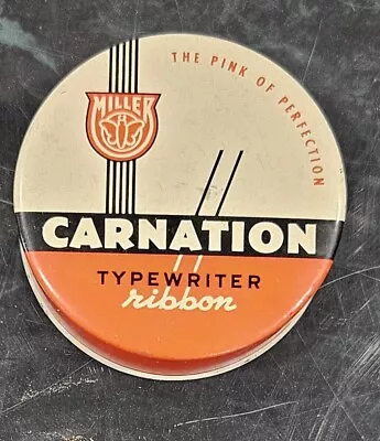 Vintage CARNATION Typewriter Ribbon Tin / Can 1950-60's MILLER Bryant Pierce • $19.99