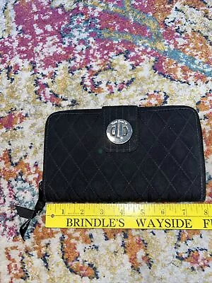 Vera Bradley Wallet Turn Lock Black Microfiber EUC • $17.95