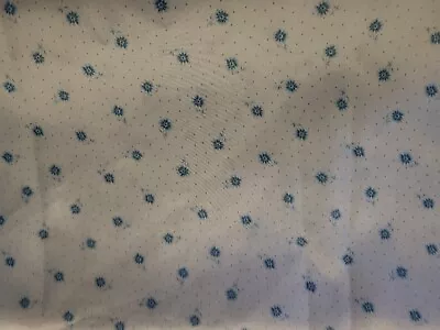 Poly? Lightweight White Polka Dots Blue Daisy Daisies Floral Vtg Fabric Material • $9.65