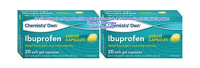 $23.95 • Buy 2 X Chemists Own Ibuprofen 200mg Relief Pain & Inflammation 20 Liquid Capsules