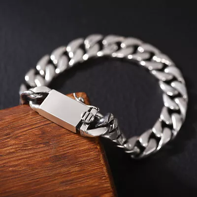 Fashion Silver Mens Bracelet Gift Heavy Thick Cuban Link Chain Xmas Gifts USA • $7.46