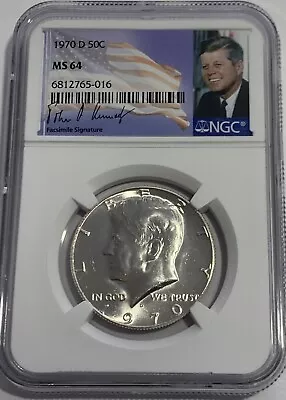 1970 D Ngc Ms64 Silver Kennedy Half Dollar Jfk Coin Signature Flag Label 50c • $27.95