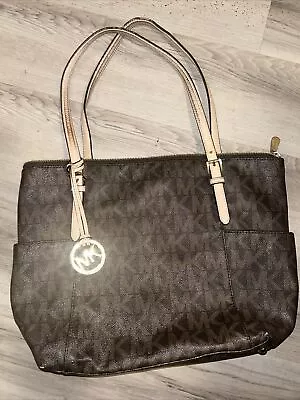 Michael Kors Jet Set Travel Top Zip Signature Monogram Large Tote Handbag • $13.80