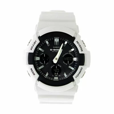 Casio G-Shock Men's Solar Ana-Digi Black Dial White Resin 53mm Watch GAS100B-7A • $129.99