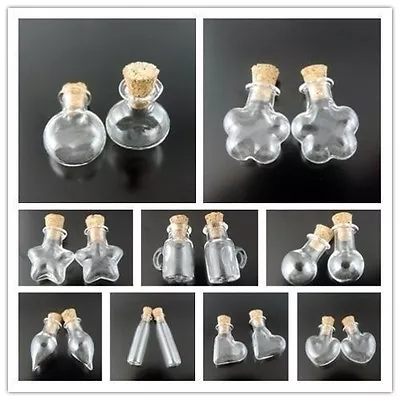 3pcs Cute Mini Clear Cork Stopper Glass Small Wishing Bottles Vials Containers • $2.84