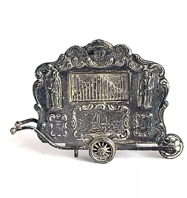 Organ Grinder Figurine Moveable Wheels Crank Vintage Silverplate  4874 • $69.99