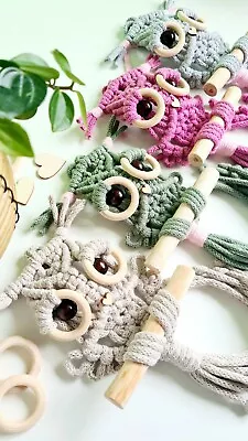 Macrame Owl Mini Owl Car Rear View Wall Hanging Lucky Charm Gift Decor • £10