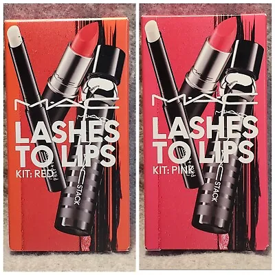 MAC 3-Piece Lashes To Lips Set Prime & Prep + Lipstick + Mascara ~ Pink Or Red • $34.95