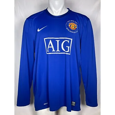Manchester United NIKE 2008 40th Anniversary Blue Longsleeve Jersey Men's XXL • $99.99