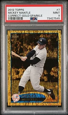 Mickey Mantle 2012 Topps #7  Gold Sparkle  - PSA 9 - MINT - Yankees Legend • $39.99