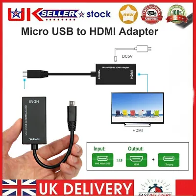 Micro USB MHL To HDMI 1080P HD TV Cable Adapter For Samsung Galaxy Series • £4.95