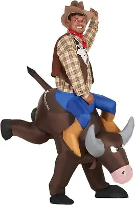 Men`s Inflatable Bucking Bronco Blow Up Costume Adult Bull Rider Rodeo Ride On • $44.95
