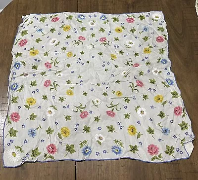 Vintage Carol Stanley Rayon Silk Scarf Hand Rolled Made In Japan Floral • $10