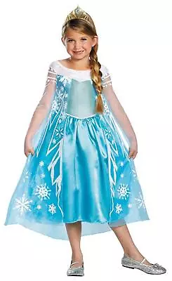 Girls Disney Frozen Movie Elsa Deluxe Dress & Tiara Costume L Dg56998g • $9.40