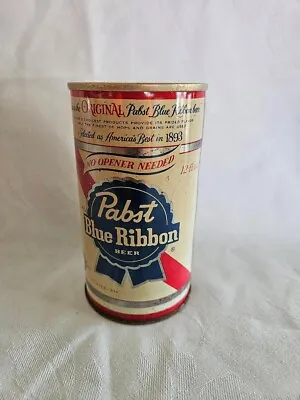 Pabst Blue Ribbon Beer Can 12oz Pull Tab Straight Steel Aluminum Top Tapa Can • $4.99