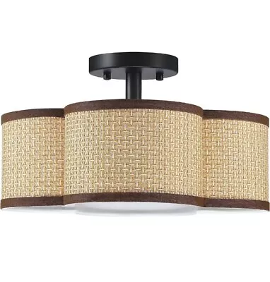 4 Light Mid Century Modern Ceiling Light Semi-Flush Mount Fixture Black... • $49.63