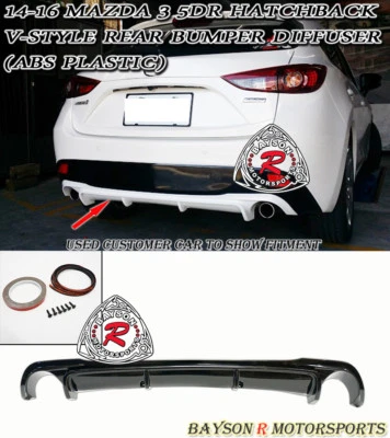 $169.99 • Buy Fits 14-16 Mazda 3 5dr (Hatchback) V-Style Rear Bumper Diffuser Lip